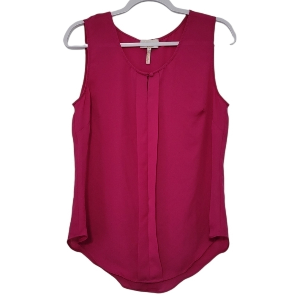Laundry by Shelli Segal Blouse Semi Sheer Sleeveless Magenta